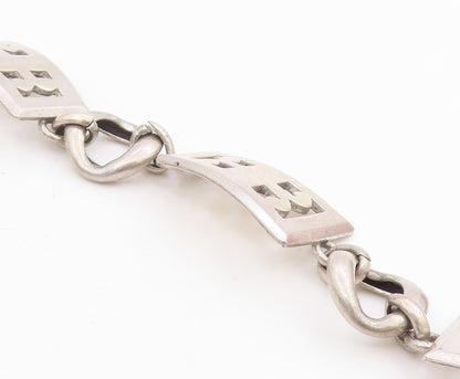 925 Sterling Silver Vintage Bracelet Modernist Cutout Pattern Link  BT11662