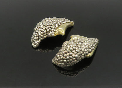 DESIGNER 925 Silver & 14K GOLD  Vintage Hollow Non Pierce Earrings  EG11233