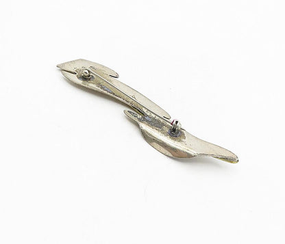 MEXICO 925 Sterling Silver  Vintage 2 Tone Modernist Design Brooch Pin  BP3147