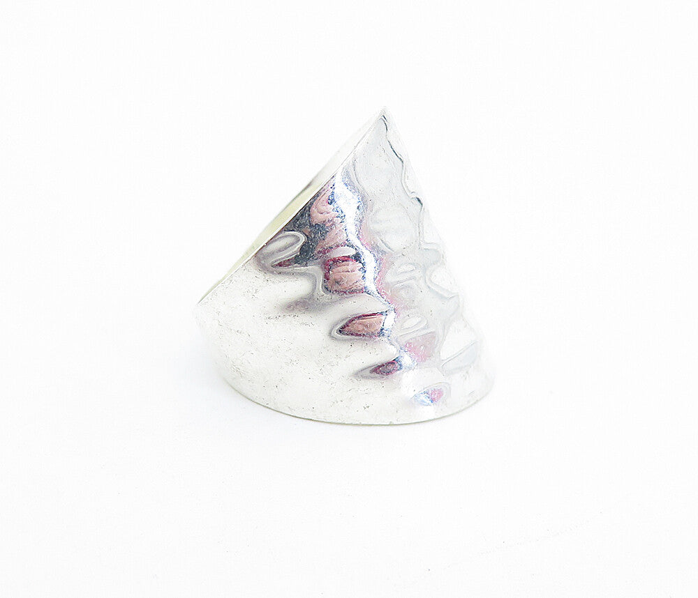 SETA 925 Sterling Silver  Petite Shiny Hammered Tapered Band Ring Sz 6  RG6805
