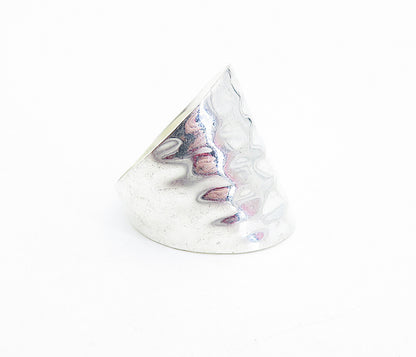 SETA 925 Sterling Silver  Petite Shiny Hammered Tapered Band Ring Sz 6  RG6805