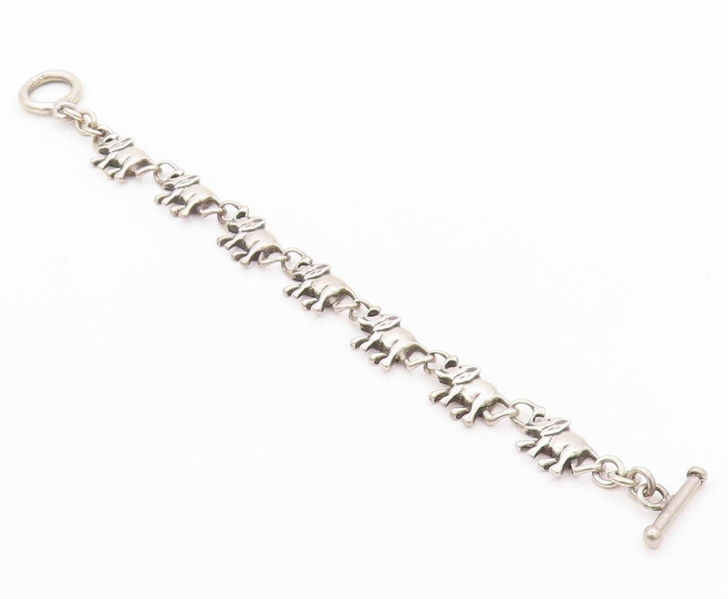 925 Sterling Silver Vintage Bracelet MEXICO Designer Cutout Beads  BT11101