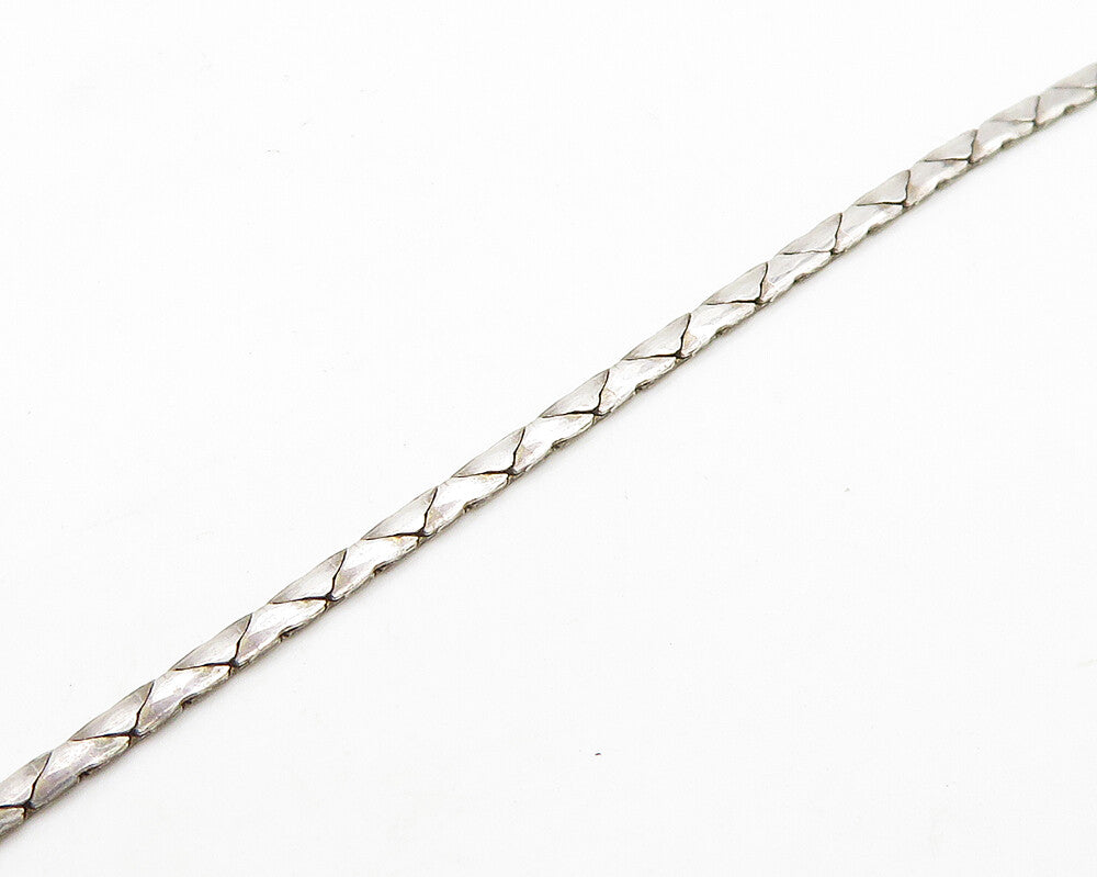 925 Sterling Silver  Vintage Black Onyx Shiny Hammered Chain Necklace  NE3259