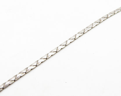 925 Sterling Silver  Vintage Black Onyx Shiny Hammered Chain Necklace  NE3259