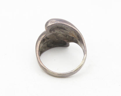 925 Sterling Silver  Vintage Oxidized Fluted Bypass Band Ring Sz 6  RG10294