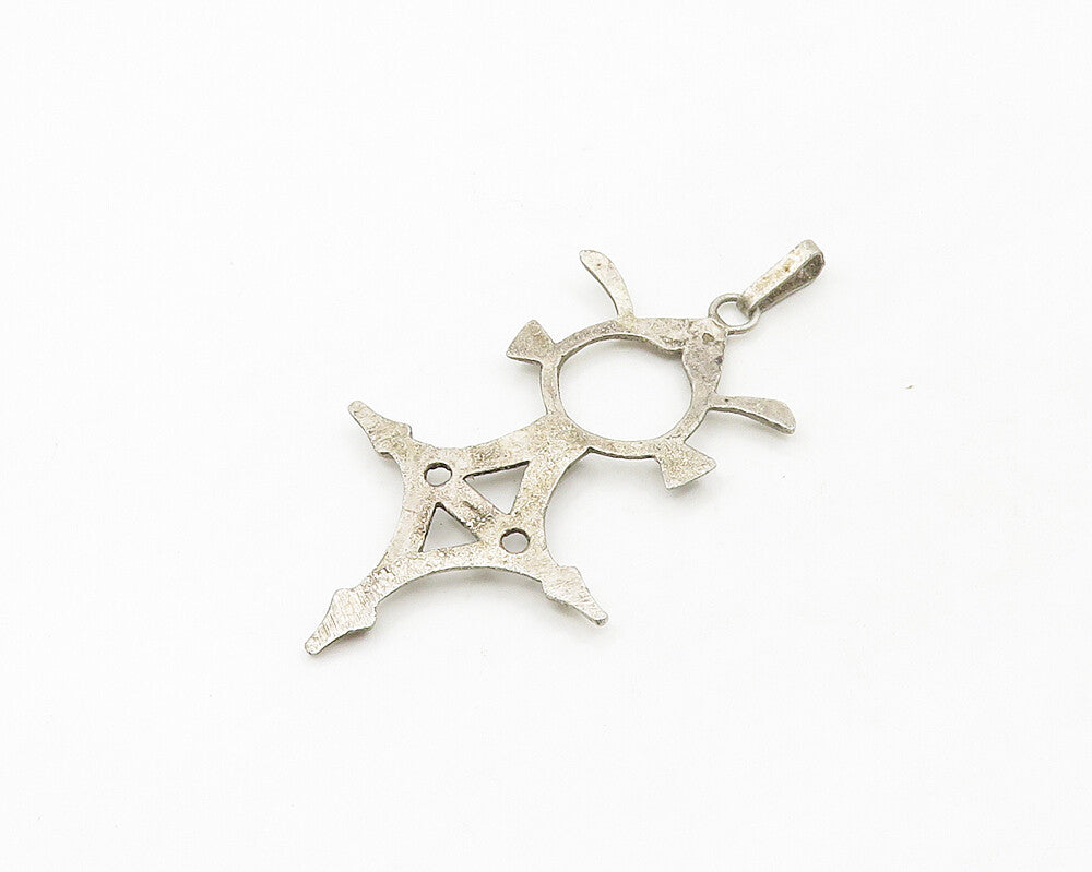 925 Sterling Silver  Vintage Antique Etched Detail Drop Pendant  PT14267
