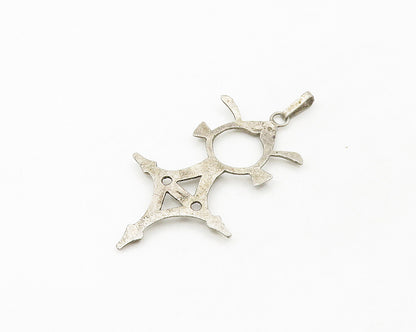 925 Sterling Silver  Vintage Antique Etched Detail Drop Pendant  PT14267