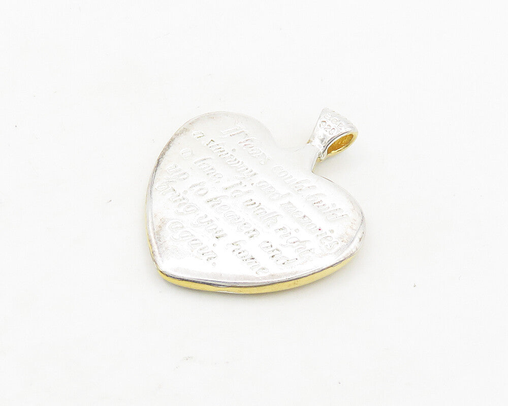 BGE 925 Silver  Vintage Cubic Zirconia 2 Tone Angel Wing Heart Pendant PT15047