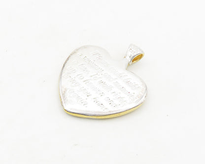 BGE 925 Silver  Vintage Cubic Zirconia 2 Tone Angel Wing Heart Pendant PT15047