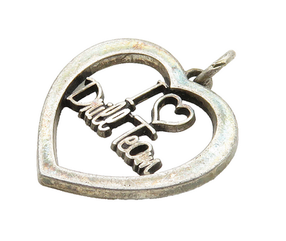 925 Sterling Silver  Vintage Dark Tone I Love Drill Team Heart Pendant PT12381