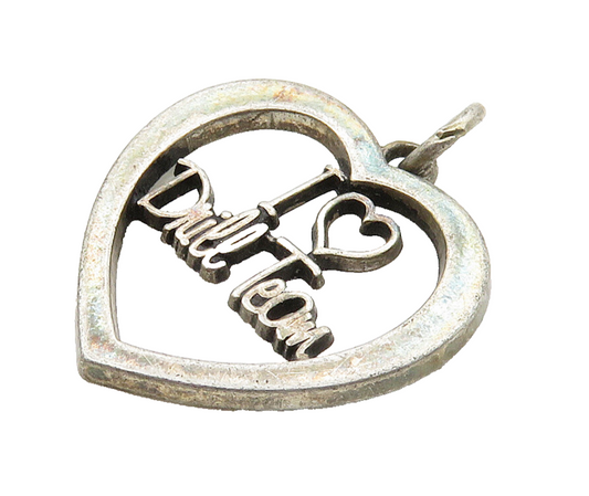 925 Sterling Silver  Vintage Dark Tone I Love Drill Team Heart Pendant PT12381
