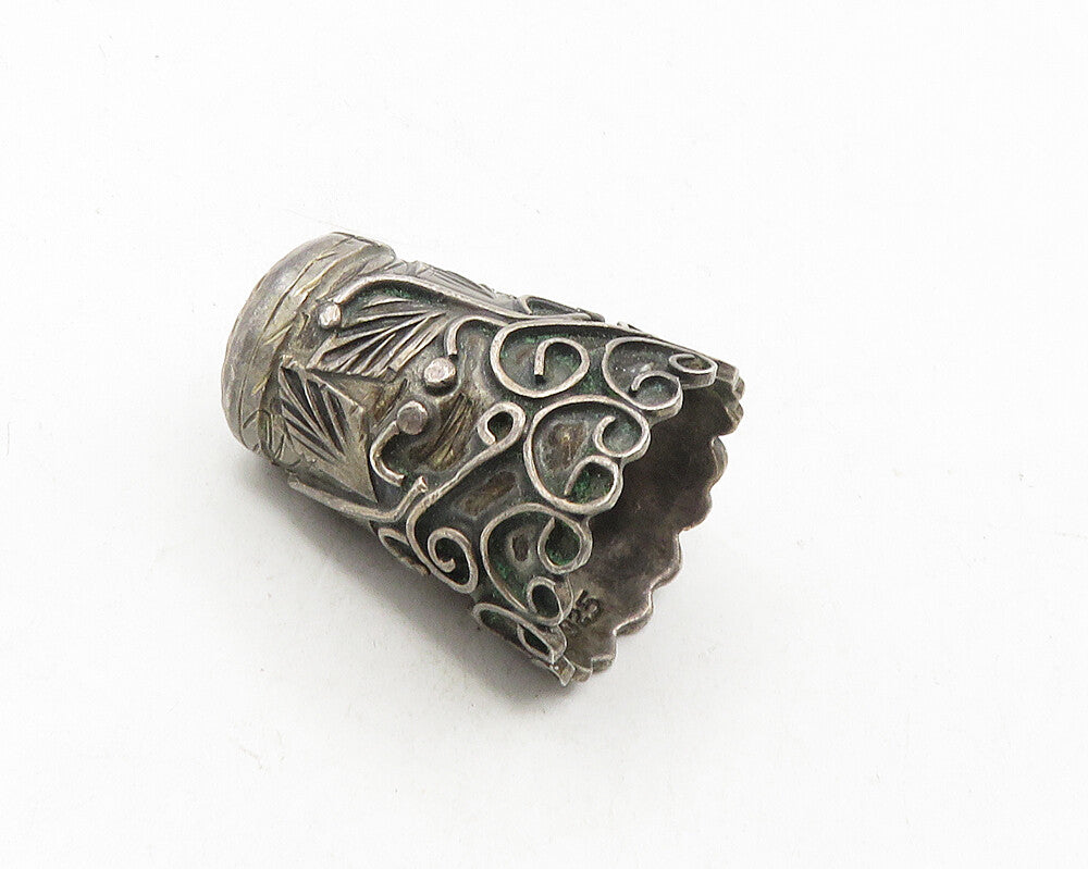 MEXICO 925 Sterling Silver  Vintage Floral Leaf Vine Sewing Thimble  TR1743