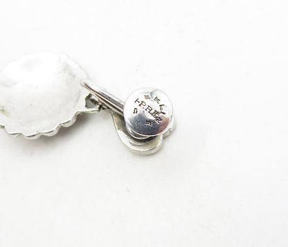 925 Sterling Silver Vintage Sparkling Flower Motif Non Pierce Earrings EG4216