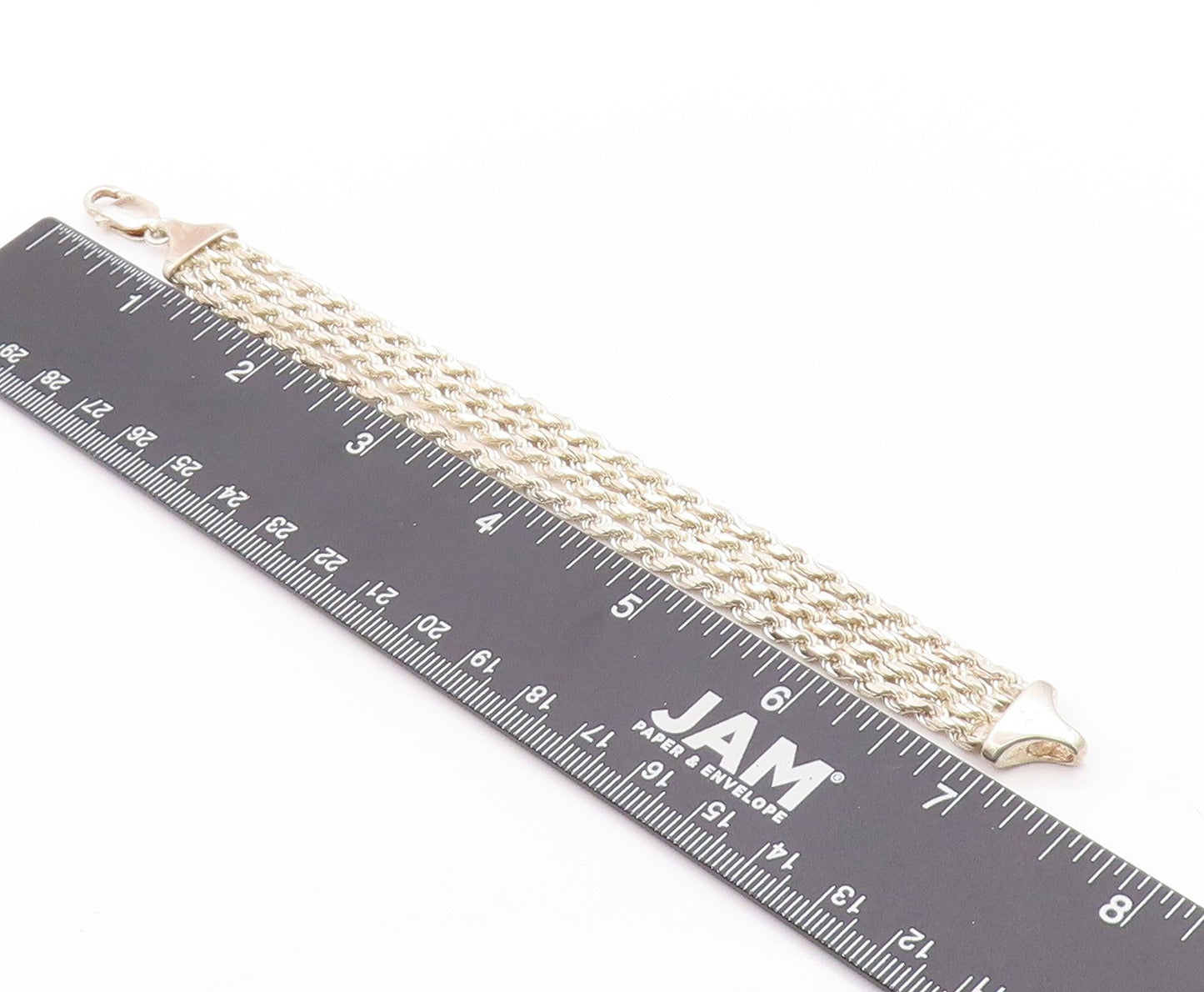 925 Sterling Silver Vintage Bracelet Etched Design Twisted Chains BT11272