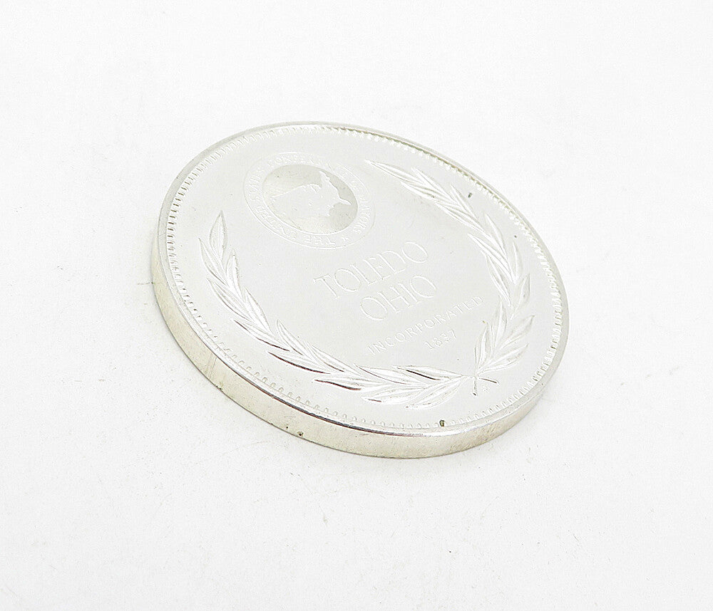 925 Sterling Silver  Vintage Antique Shiny Toledo Ohio Medallion  TR1310