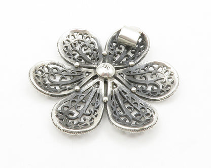 925 Sterling Silver  Vintage Shiny Open Twist Flower Motif Pendant  PT10723