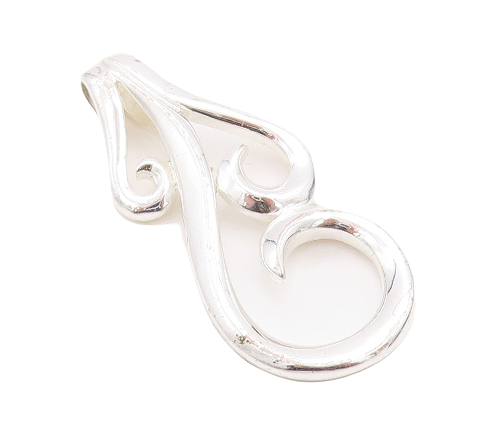 925 Sterling Silver Vintage Pendant Modernist Cutout Dropping Swirls  PT23527