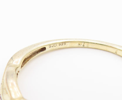 925 Sterling Silver Vintage Ring Gold Plated Real Diamonds Band  Sz 10  RG34479