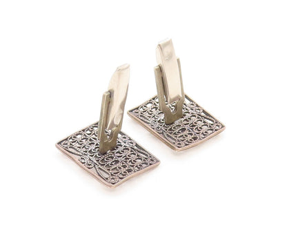 925 Sterling Silver Vintage Cuff Links Cutout Twisted Roped Chai Carved  TR3797