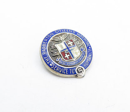 925 Sterling Silver  Vintage Petite Enamel Hospital Service Brooch Pin  BP2227