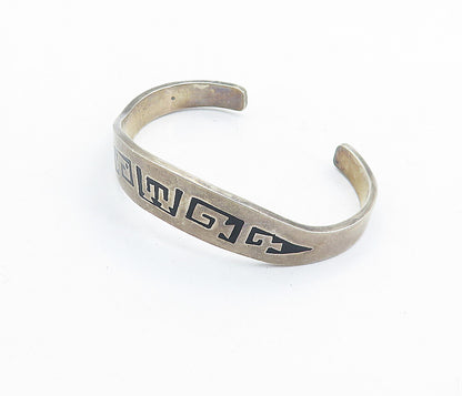 MEXICO 925 Sterling Silver  Vintage Enamel Patterned Cuff Bracelet  BT2013