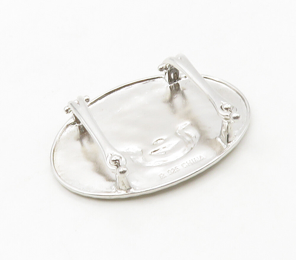 ROSS SIMON 925 Sterling Silver  Shiny Hammered Enamel Patterned Clip  TR2298