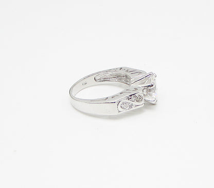 925 Sterling Silver  White Cubic Zirconia Filigree Band Ring Sz 7  RG3414