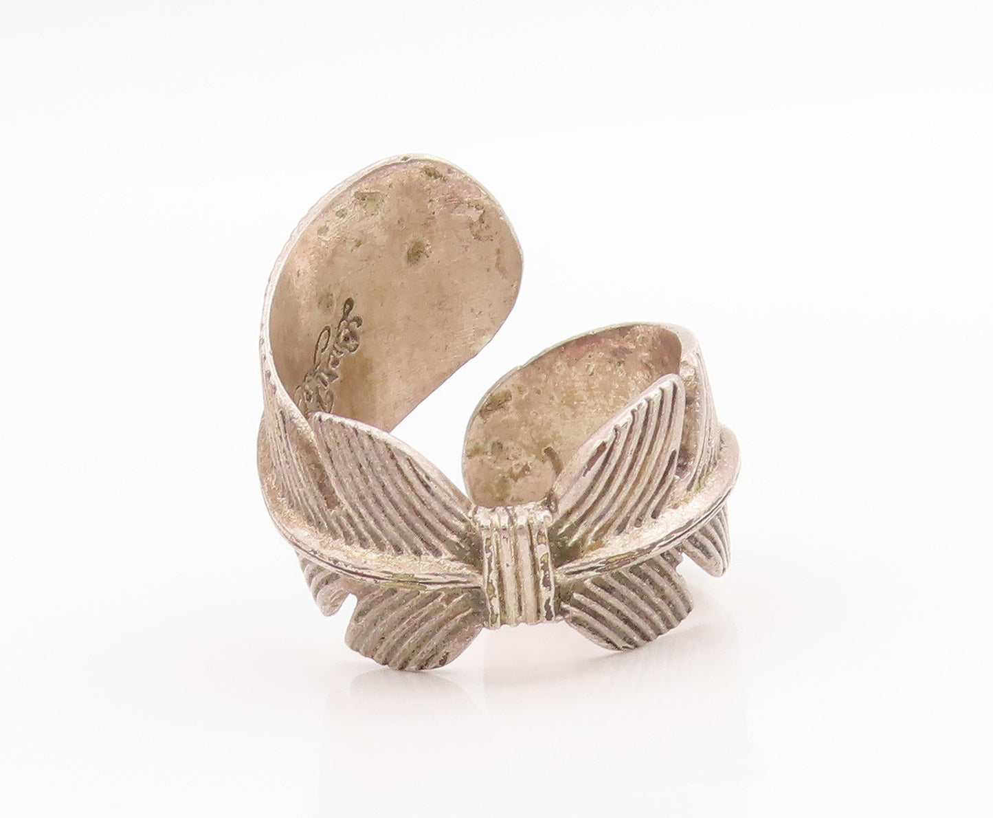 925 Sterling Silver Vintage Ring LUCKY BRAND Feathers Bypass  Sz 7.5  RG33173