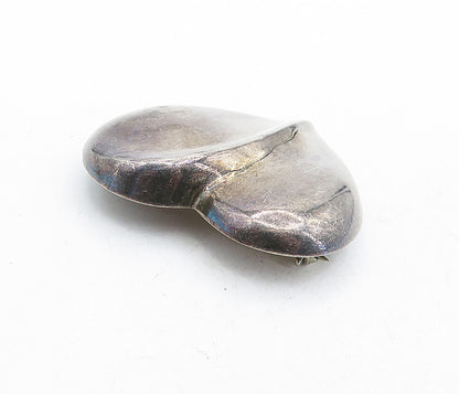 925 Sterling Silver  Vintage Dark Tone Hollow Love Heart Brooch Pin  BP1984