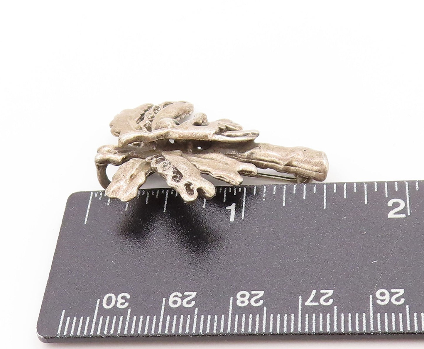 925 Sterling Silver Vintage Brooch 3D Textured Monkey On Palm Tree Pin  BP11926