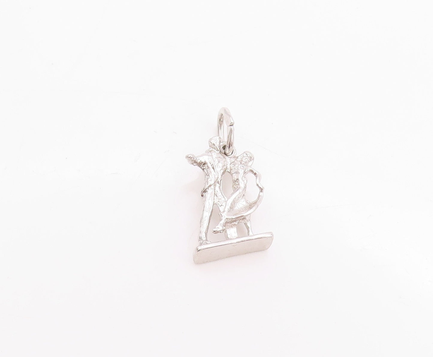 925 Sterling Silver Vintage Pendant Modernist 3D Carved Dancing Couple  PT24668