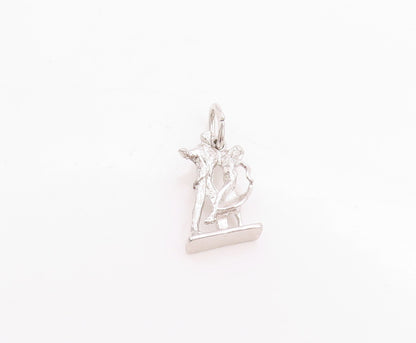 925 Sterling Silver Vintage Pendant Modernist 3D Carved Dancing Couple  PT24668