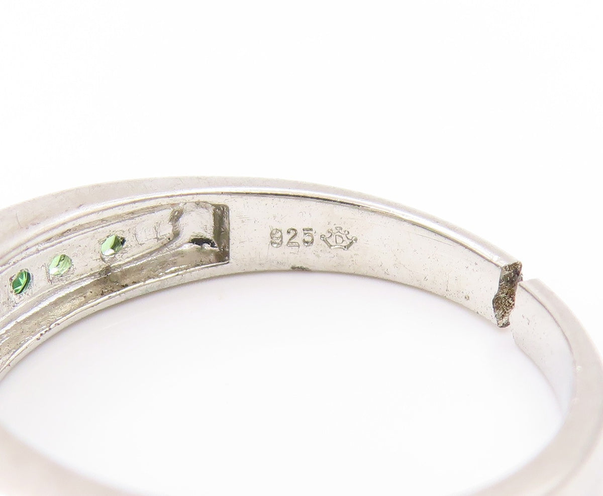 925 Sterling Silver Vintage Ring Minimalist Round Peridot Band  Sz 6  RG32931