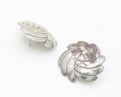 925 Sterling Silver  Vintage Shiny Round Swirl Design Drop Earrings  EG7183