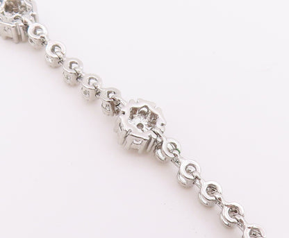 925 Sterling Silver Vintage Bracelet Elegant CZ Floral Blossom Link  BT12221