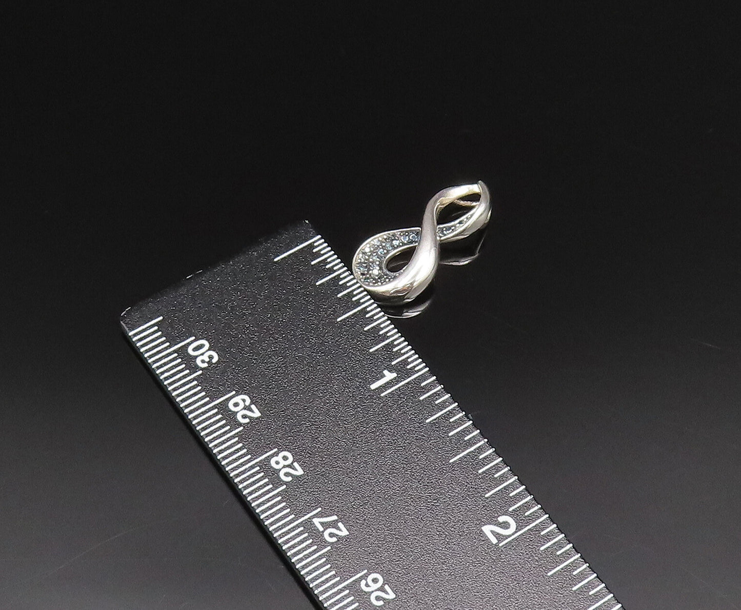 925 Silver  Vintage Dainty Blue Spinel Infinity Twist Drop Pendant  PT21391