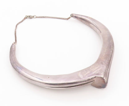 925 Sterling Silver Vintage Necklace YAACOV HELLER Solid Grooved Designer NE4489