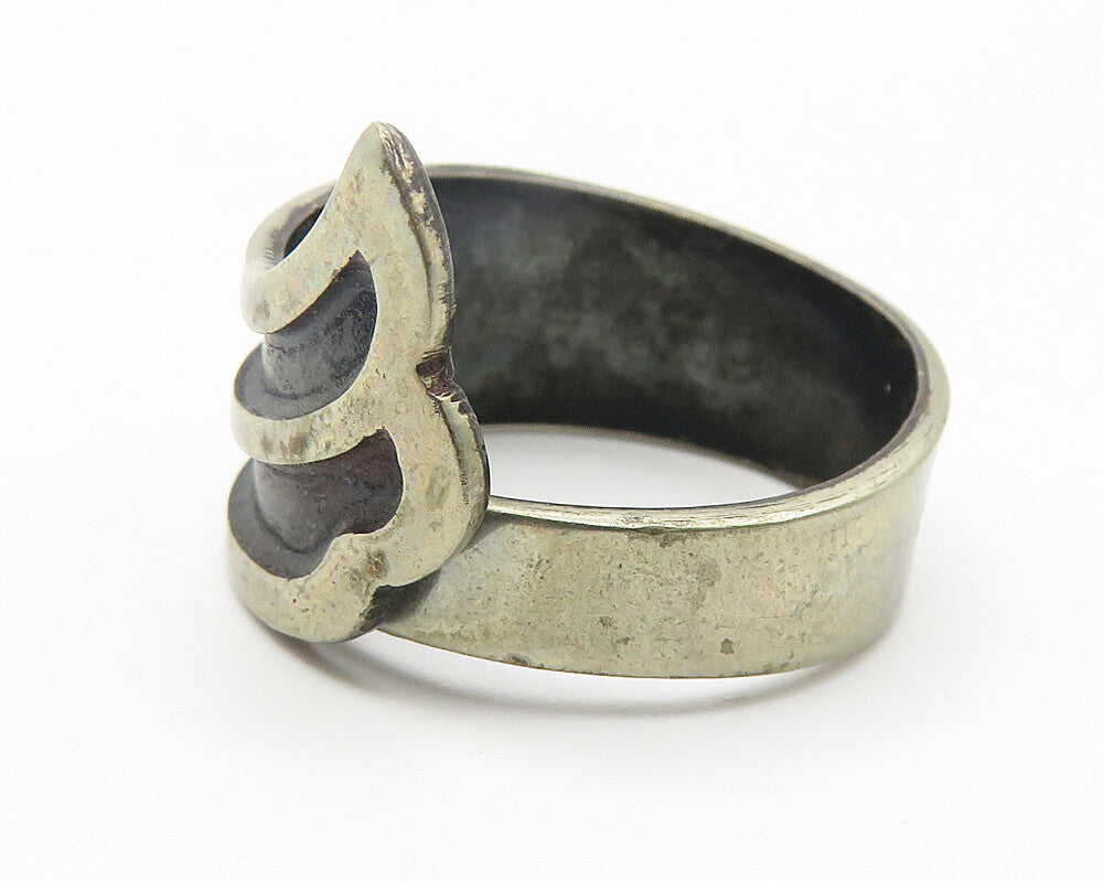 925 Sterling Silver  Vintage Antique Oxidized Wing Band Ring Sz 6  RG11549