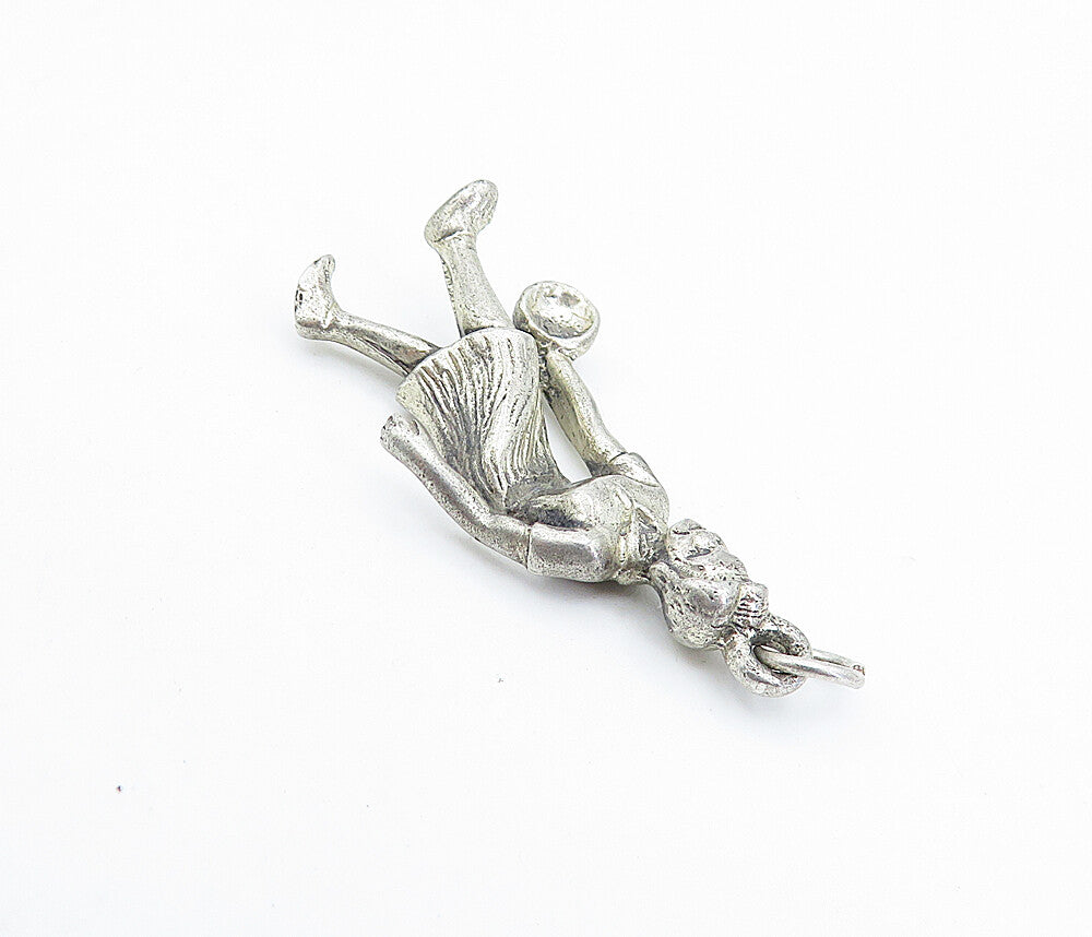 925 Sterling Silver  Vintage Petite Sculpted Tennis Player Pendant  PT2960