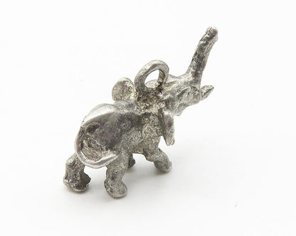 925 Sterling Silver  Vintage Petite Dark Tone Elephant Motif Pendant  PT8166