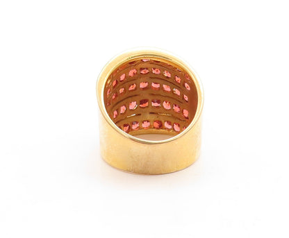 925 Sterling Silver Vintage Ring Gold Plated Red CZ Inlay Bands  Sz 9  RG31543