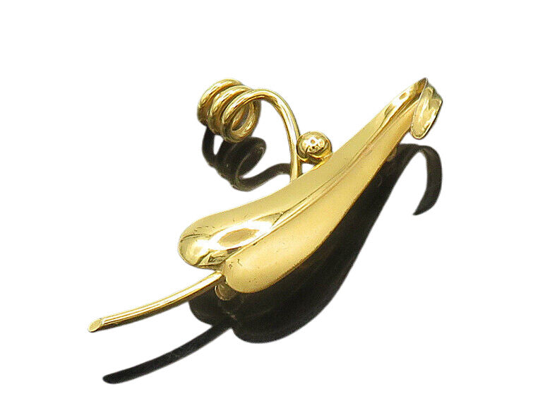 FORSTNER 925 Silver  Vintage Shiny Gold Plated Swirl Spiral Brooch Pin  BP7515