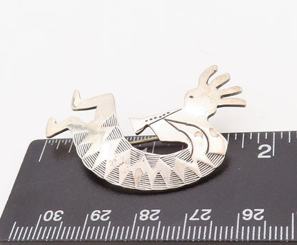 925 Sterling Silver Vintage Brooch Pin NAVAJO Trible Man Playing Music  BP11207