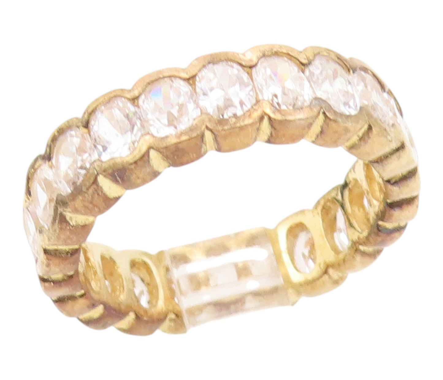 925 Sterling Silver Vintage Ring Gold Plated Topaz Eternity Band  Sz 7  RG35786