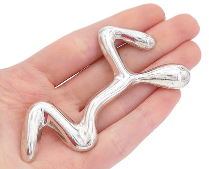 MEXICO 925 Sterling Silver  Vintage Shiny Modernist Figure Brooch Pin  BP1678
