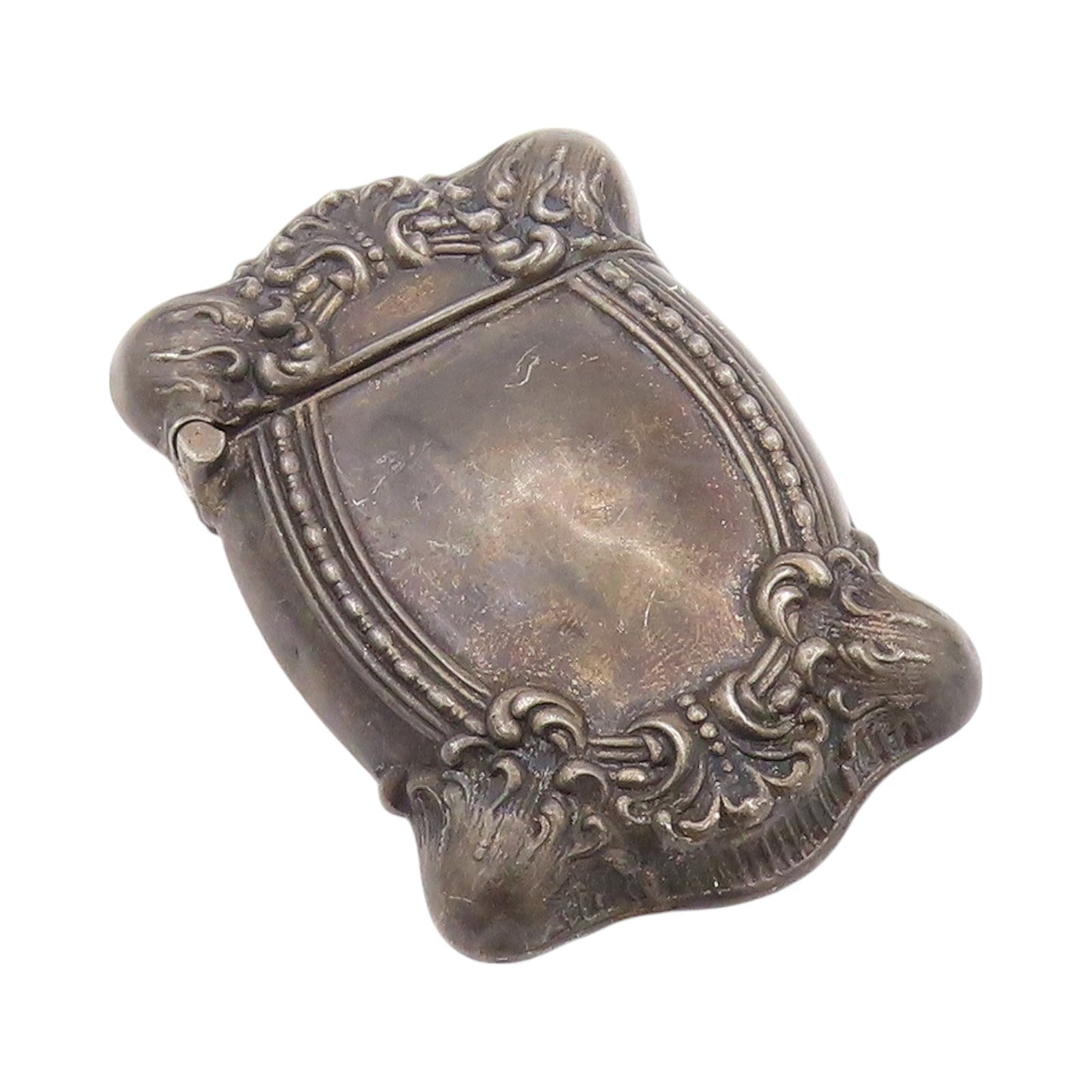 925 Sterling Silver Vintage Vesta Case Dark Tone Floral Carved OPENS  TR3929