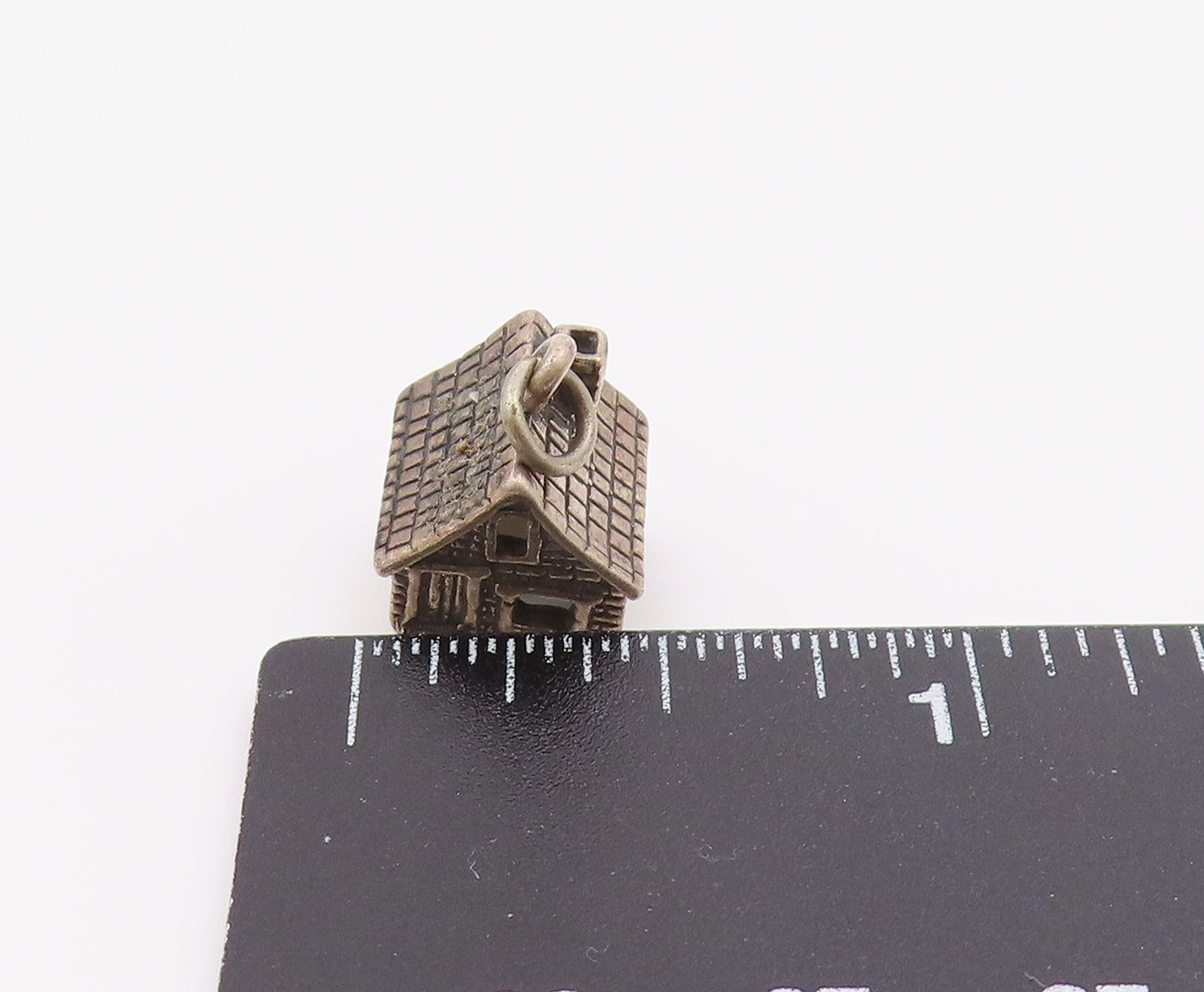 925 Sterling Silver  Vintage Petite Dark Tone Cottage House Pendant  PT17909