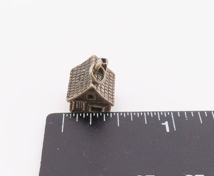 925 Sterling Silver  Vintage Petite Dark Tone Cottage House Pendant  PT17909