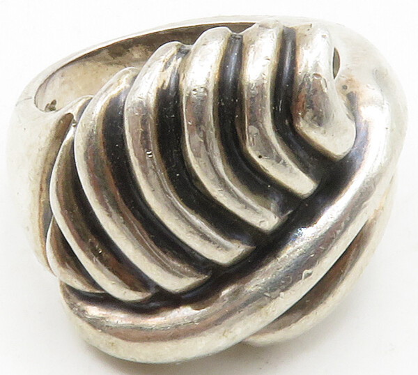 925 Sterling Silver  Vintage Shiny Fluted Design Band Ring Sz 7  RG13743