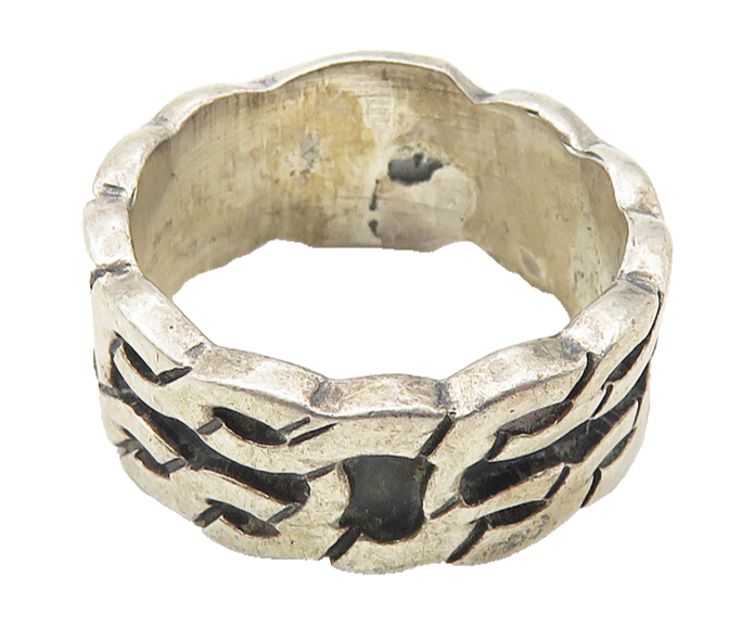 925 Sterling Silver  Vintage Oxidized Chain Link Design Band Ring Sz 5 RG10620